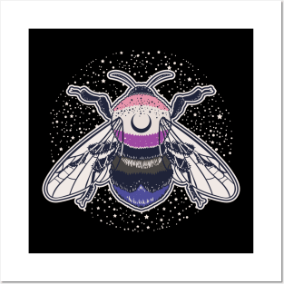 Genderfluid Bee Proud LGBT Pride Flag Posters and Art